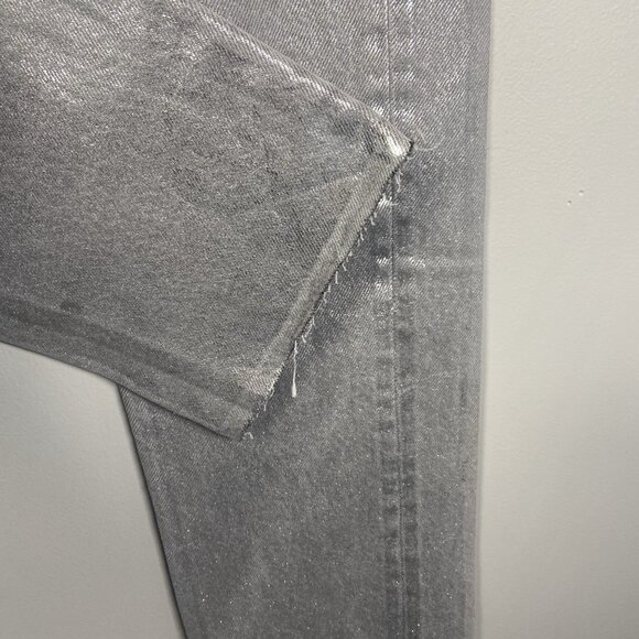 ZARA ZW THE METALLIC JEANS PANTS SILVER Size 4 Party Going Out Date Night - Picture 3 of 9